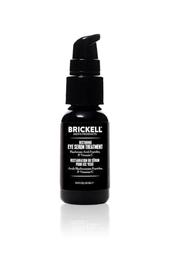 Brickell Men's Restoring Eye Serum Treatment for Men, Natural and Organic Eye Gel to Firm Wrinkles, Minimize Dark Circles, and Promote Youthful Skin, 0.65 Ounce, Unscented
