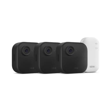 Blink Outdoor 4 – Wireless smart security camera, two-year battery life, 1080p HD day and infrared night live view, two-way talk. Sync Module Core included – 3 camera system