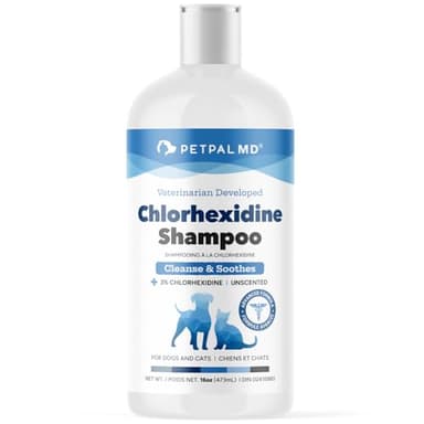 PETPAL Chlorhexidine Shampoo for Dogs & Cats | Anti-Itch Shampoo for Skin & Coat | Help Shedding, Sulfate Free, SLS Free, Grooming, Unscented (16 oz / 473mL)