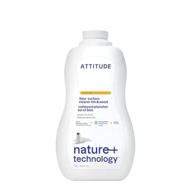ATTITUDE Floor Cleaner, EWG Verified, Streak-Free, Vegan & Plant-Based for Tile, Wood & Laminate Floors, Made in Canada, Citrus Zest Scent, 1.04 Liters
