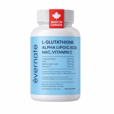 ALL-IN-ONE L-Glutathione 700 mg (Reduced) with NAC 400 mg, Alpha-Lipoic Acid 200 mg & Vitamin C – Advanced Antioxidant Supplement for Cellular & Immune Support (Per Serving: 2 Capsules) – Made in Canada