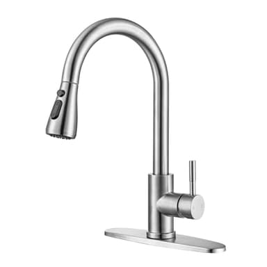 Stainless Steel Kitchen Faucet with Pull Down Sprayer,High Single Handle Brushed Nickel Kitchen Sink Faucet, Spring Spout Pull Out Bar Tap,360 Swivel Commercial Modern Kitchen Sink tap with Deck Plate
