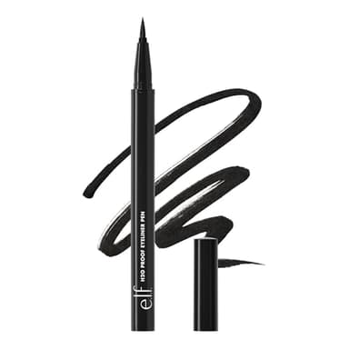 e.l.f. H2O Proof Eyeliner Pen, Felt Tip, Waterproof Liquid Formula, Jet Black, 0.02 Fl Oz (0.7mL)