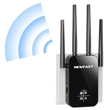 NEWFAST WiFi Extender Signal Booster,1200Mbps WiFi Extender up to 10000 sq.ft Coverage,Dual-Band Signal Booster for Home,Wireless Repeater Support Multiple Devices,4K Streaming,1-Tap Setup