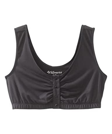Silverts Front Closure Bras for Women - Front Snap Bras for Older Women, Post Surgery Bra, Post Surgical Bra Front Closure, Front Close Bras for Women | Underwire Free - Black 2XL