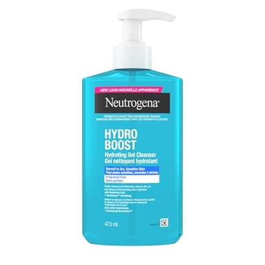 Neutrogena Hydro Boost Hydrating Gel Cleanser, Fragrance Free, Hydrating Facial Cleanser with Hyaluronic Acid, Daily Foaming Face Wash & Makeup Remover, Hypoallergenic Gel Cleanser, 473 mL