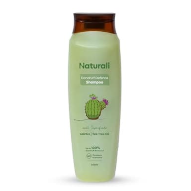 Naturali Dandruff Defence Shampoo with Tea Tree Oil & Cactus Extracts | Prevents Dandruff | Paraben and Sulphate Free Shampoo | Anti Dandruff Shampoo | 340 ml