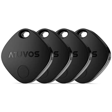ATUVOS Air Tracker Tag 4 Pack, Smart Key Finder Luggage Tracker Compatible with Apple Find My (iOS Only, Android not Supported), Bluetooth Item Locator for Bags, Suitcase, Wallet, Replaceable Battery.