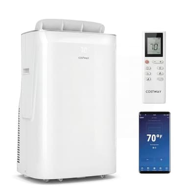 COSTWAY 15000 BTU Inverter Portable Air Conditioner, Smart Wifi Enabled Cooling & Heating Unit w/Fan, Dehumidifier, Auto Swing, Sleep Mode, 24H Timer, Remote Control & Window Kit, Cool Up to 750 Sq.Ft