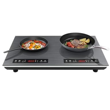 VBGK Double Induction Cooktop, 4000W Portable Induction Cooktop with 2 Burner, 9 Levels Settings,110V Induction Burner with LCD Touch Screen and Child Safety Lock & Timer