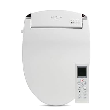 Alpha Bidet JX2 Elongated Bidet Toilet Seat, White, Endless Warm Water, *New* Bowl Mist, LED Light, Quiet Operation, Wireless Remote, Stainless Steel Nozzle, Sittable Lid, 3 Year Warranty