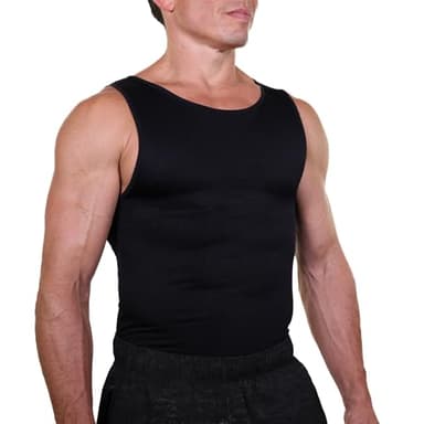 Esteem Apparel EliteSlim Men's Compression Shirt to Hide Gynecomastia Moobs Abs Chest Stomach Slimming Shapewear (Black, Medium)