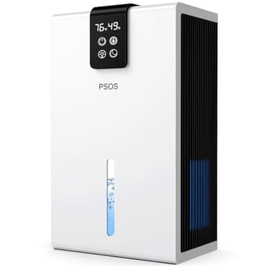 PSOS Dehumidifier, 98 OZ Water Tank, Dehumidifier for Home 1000Sq.Ft Quiet Dehumidifiers for Basement, Bedroom, Bathroom, RV with Humidity Display, Auto Shut Off, Relaxing 7 Color Ambient Light