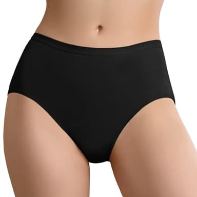 IRISMORII Absorbent Incontinence Underwear for Women Washable Urinary Leakroof Brief Cotton 56 ML for Maternity Postpartum Hip-Hugger (Black L)