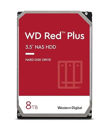 Western Digital 8TB WD Red Plus NAS Internal Hard Drive HDD - 5400 RPM, SATA 6 Gb/s, CMR, 256 MB Cache, 3.5" - WD80EFAX