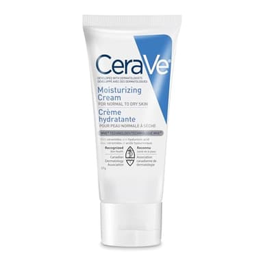 CeraVe Moisturizing Cream Travel Size Daily Face and Body Moisturizer for Normal to Dry Skin with Hyaluronic Acid Fragrance Free, 57 Grams
