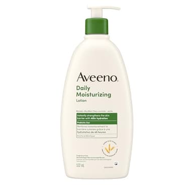 Aveeno Daily Moisturizing Lotion, Dry Skin, Non Comedogenic, Prebiotic Oat, Daily Moisturizer, Fragrance Free, 532mL