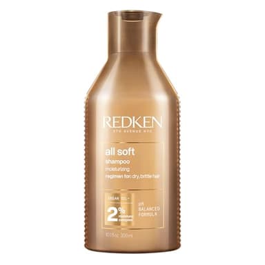 Redken All Soft Shampoo, For Dry/Brittle Hair, Moisturizes & Provides Intense Softness and Shine, With Argan Oil