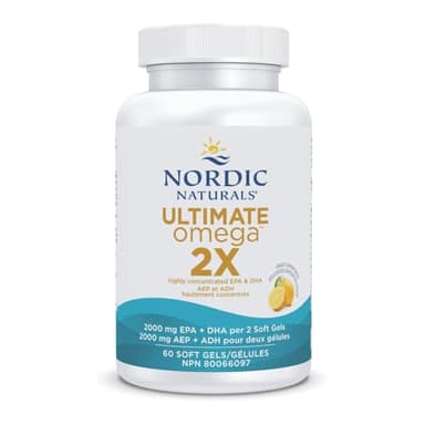 Nordic Naturals Ultimate Omega 2X - Extra Omega-3s Support Heart, Brain Health, 60 Count