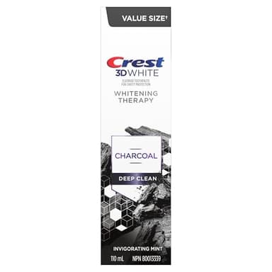 Crest 3D White Charcoal Toothpaste, Whitening Therapy Deep Clean 110mL, Packaging may vary