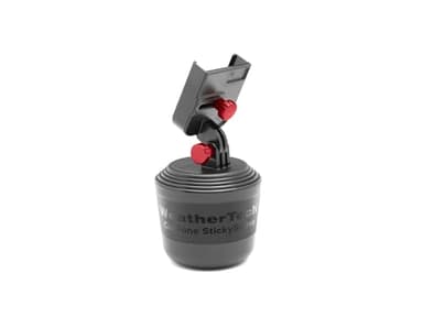 WeatherTech CupFone, Universal Cup Holder Phone Mount for Cars – Adjustable & Secure Fit with Open Access for Charging – Compatible with iPhone, Android (Red Billet Knobs)