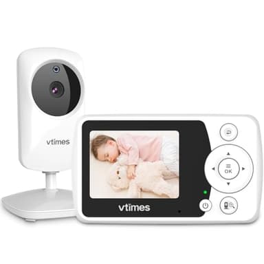 VTimes No-WiFi Baby Monitor with Camera & Audio, Secure FHSS Connection, Crystal Clear Video, Automatic Night Vision, VOX Mode, Portable Unit, Easy Setup