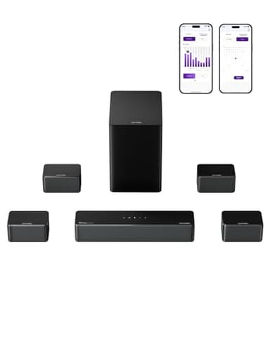 ULTIMEA 7.1 Channel Surround Sound System for TV with Dolby Atmos, 460W Soundbar with 6.5" Wireless Subwoofer, APP Control, 4 Surround Speakers, Home Theater Audio System, Poseidon D80