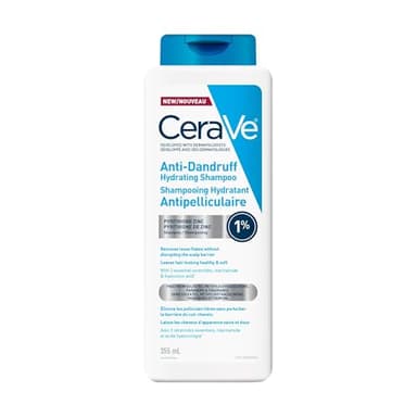CeraVe Anti-Dandruff Hydrating Shampoo for Men & Women, Gently Cleanses Scalp & Hair While Reducing Flakes, Itchiness, and Irritation, Paraben-Free, Sulfate-Free, Suitable for All Hair Types. 355mL
