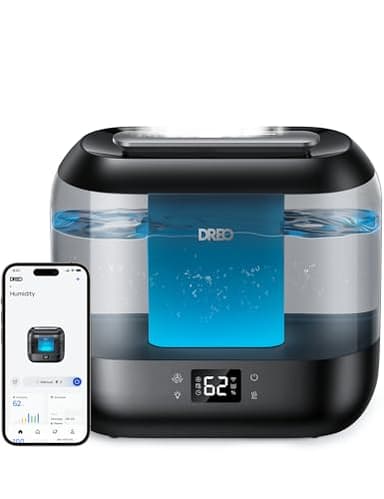 DREO Smart Humidifiers for Bedroom, Top Fill 4L Supersized Cool Mist Humidifier with Nightlight, 36H Runtime, Touch/APP/Voice Control, 28 dB Quiet Ultrasonic Humidifiers for Large Room, Baby, Plants