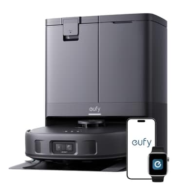eufy X10 Pro Omni Robot Vacuum and Mop with 8,000 Pa Suction, Dual Mops with 12 mm Auto-Lift and Carpet Detection, AI Obstacle Avoidance Robot Vacuum Cleaner, Self-Emptying, Self-Refilling (Black)