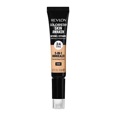 Revlon ColorStay Skin Awaken 5-in-1 Concealer, Lightweight, Creamy Longlasting Face Makeup with Caffeine & Vitamin C, For Imperfections, Dark Circles & Redness, 030 Light Medium, 0.27 fl oz/ 8ml