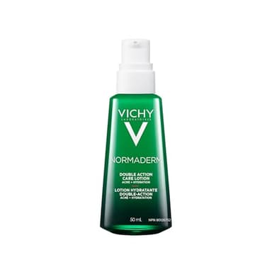 Vichy Normaderm Anti-Acne Salicylic Acid Lotion with Hyaluronic Acid, Vitamin C & Probiotics. Clears acne, pimples & clogged pores. 24H hydrating face moisturizer. Oil-Free, Non-Comedogenic, 50 mL