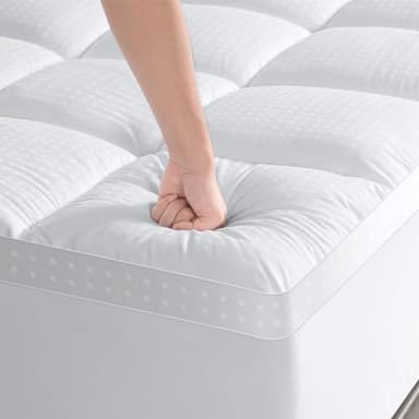 MEROUS Mattress Topper Queen Pillow Top 900GSM Extra Thick 5D+7D Ultra Soft & Breathable Mattress Pad Cover for Back Pain with 8-21 Inch Deep Pocket Overfilled Down Alternative Filling(White,Queen)