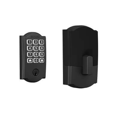 Schlage BE459WB CAM 622 Arrive WiFi Deadbolt Smart Lock, Keyless Entry Touchscreen Door Lock with Camelot Trim, Matte Black