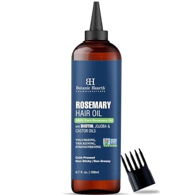 Botanic Hearth Rosemary Oil for Hair Growth | Strengthening Biotin, Jojoba, Castor Hair Growth Oil for frizzy hair | Dry, Damaged Scalp Treatment | Color Safe | All Hair Types | 6.7 Fl Oz
