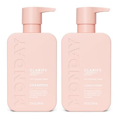 MONDAY HAIRCARE Clarify Shampoo and Conditioner Set 12oz for Oily Hair, Made with Grapefruit Extract, Coconut Oil, Shea Butter, Vitamin E and Provitamin B5