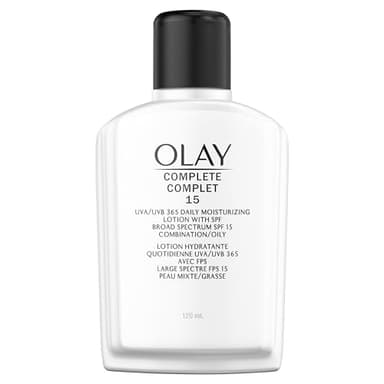 Olay Complete Face Lotion, Face Moisturizer with Vitamins E, B3, Niacinamide & C, Sunscreen SPF 15, UV 365, Suitable for Oily Skin Types, 120 mL