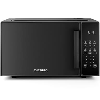Chefman Countertop Microwave Oven 1.1 Cu. Ft., 1000 Watts with 10 Power Levels, 6 Cooking Presets with One-Touch Express Cook, Eco Mode, Child Safety Lock, & Mute Button - Black