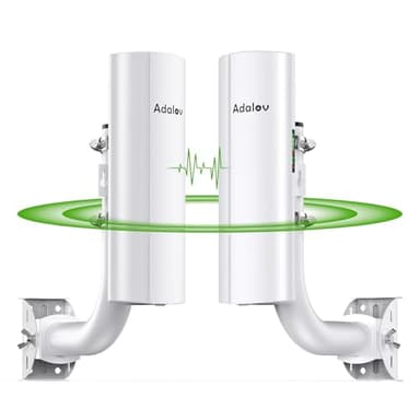 Adalov CPE366 Wireless Bridge with 2 Bracket Mounts, 5.8GHz 3KM Long-Range Outdoor CPE with 1000Mbps LAN Port, Gigabit Point to Point Wi-Fi Bridge for Starlink, Security Cameras, and Network Extension