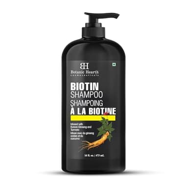Botanic Hearth Biotin Shampoo with Korean Ginseng & Turmeric, Sulfate & Paraben Free Strengthening Cleanser for Thicker-Looking Hair, For Men & Women, 16 fl oz