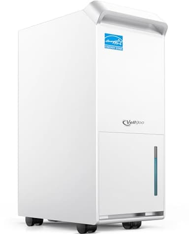 3,000 Sq.Ft Most Efficient Energy Star 2025 Dehumidifier for Basement,Vellgoo Max 30 Pint Dehumidifier with Drain Hose, Intelligent Humidity Control