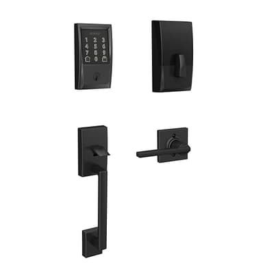 Schlage Encode Smart WiFi Deadbolt Lock and Collins Latitude Handleset - Keyless Entry with App or Touchscreen with Century Trim, Matte Black, FE489 CEN 622LAT COL