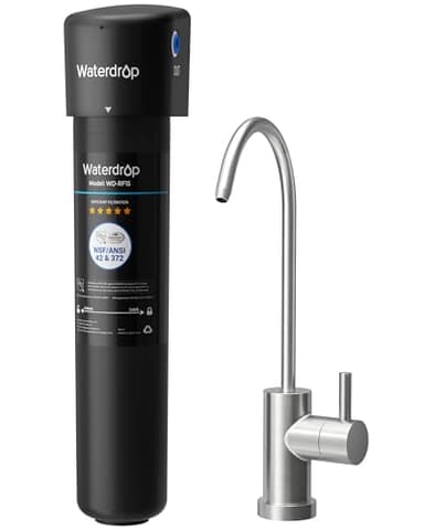 Waterdrop 15UB Under Sink Water Filter System, Reduces Lead, Chlorine, Bad Taste & Odor, Under Counter Water Filter with Dedicated Brushed Nickel Faucet, NSF/ANSI 42 Certified, 19K Gallons, USA Tech
