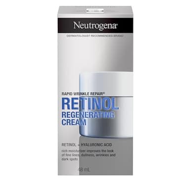 Neutrogena Retinol Face Moisturizer, Rapid Wrinkle Repair, Daily Anti-Aging Neck & Face Cream with Hyaluronic Acid, Retinol Cream, Fragrance Free, Fades Fine Lines, Wrinkles and Dark Spots, 48 mL