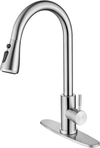 TEKXDD Kitchen Faucet with Pull-Down Sprayer|360° Rotation, 304 Stainless Steel, Suitable for Kitchens, Laundries, etc.