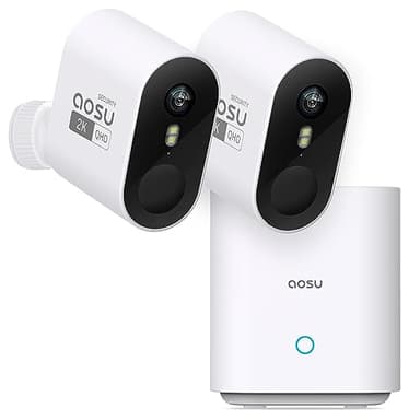 aosu Security Cameras Wireless Outdoor Home System, True 2K HD Night Vision, No Subscription Required, Long Battery Life, 166° Wide View, Spotlight & Siren Alarm, Motion Alert, Support 2.4 & 5GHz WiFi