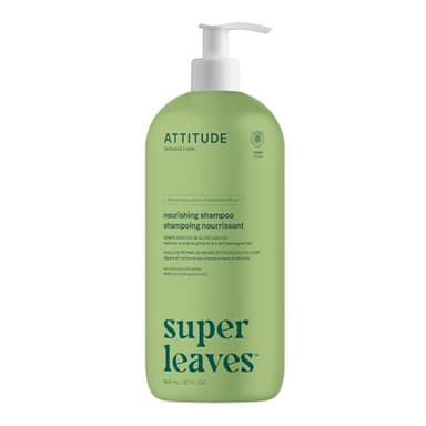 ATTITUDE Nourishing Hair Shampoo, Made in Canada, EWG Verified, For Dry and Damaged Hair, Naturally Derived Ingredients, Vegan and Plant Based, Grapeseed Oil and Olive Leaves, 946 mL