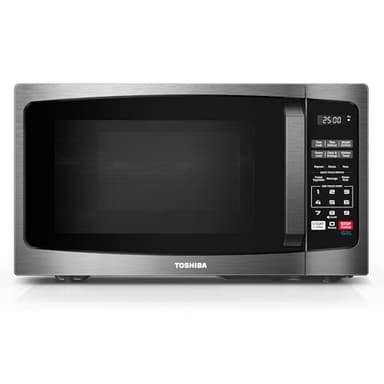Toshiba ML-EM25P(BS)/CA Microwave Oven with Sound On/Off ECO Mode and LED Lighting, 0.9 Cu Ft/900W, Black Stainless Steel