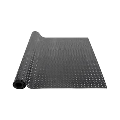 VEVOR Diamond-Plate Rubber Flooring Roll, 3 mm x 4 ft x 15 ft Garage Floor Mat, SBR Rubber Garage Flooring Roll, Easy to Clean, Diamond Plate Rubber Mat for Under Cars, Garage Industry Gym, Black