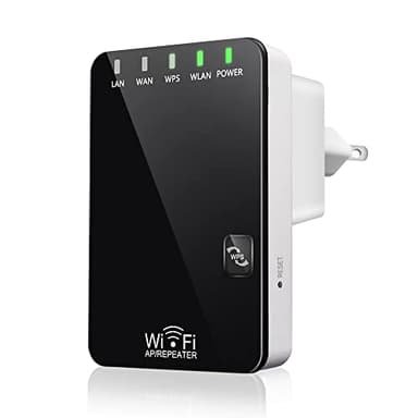 WiFi Range Extender Signal Booster - Covers up to 1,500 Sq.ft and 45 Devices, Up to 300Mbps, Internet Booster Wireless Repeater with Ethernet Port and WPS Quick Setup, Access Point Mode-Black